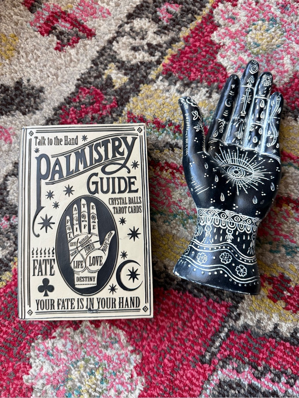 Palmistry Guide & Decorative Palm Reading Hand - Mystical Halloween Decor